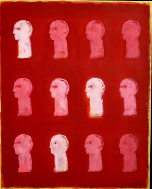 Variation têtes rouges  Huile sur toile 160x120
